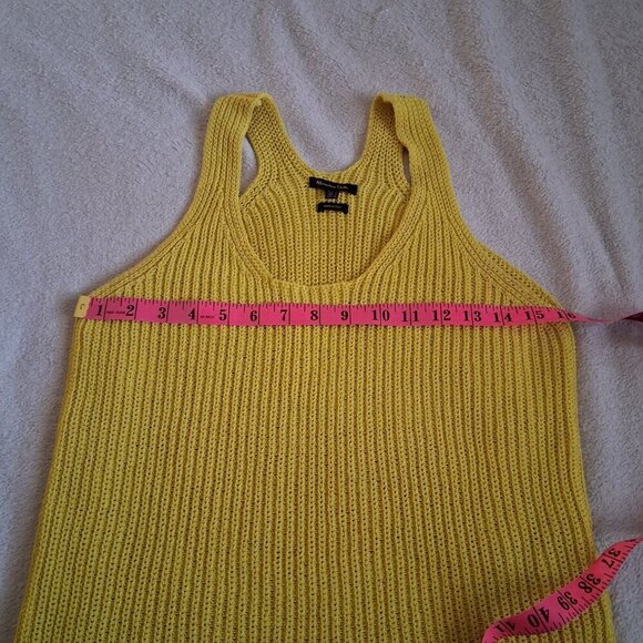 Massimo Dutti Women's Size Medium Made in Italy Bright Yellow Knit Tank Top - Picture 9 of 11